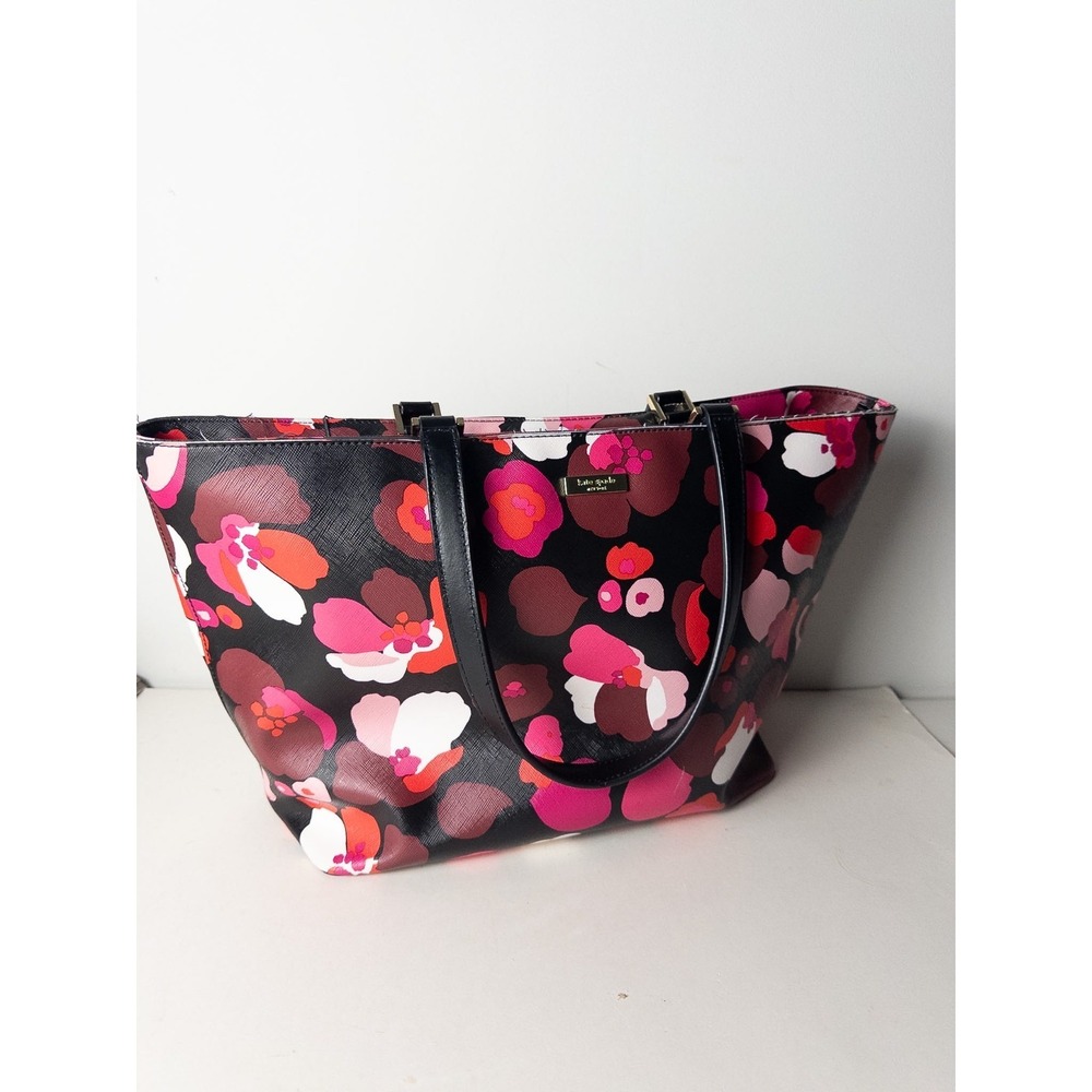 Kate Spade NYβ Floral Tote Handbag Faux Leather Large Red Flowers